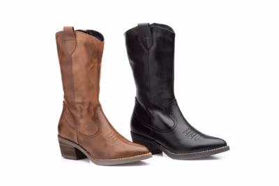 Botas Camperas Mujer Piel Napa Negra Tacón Cubano - 6