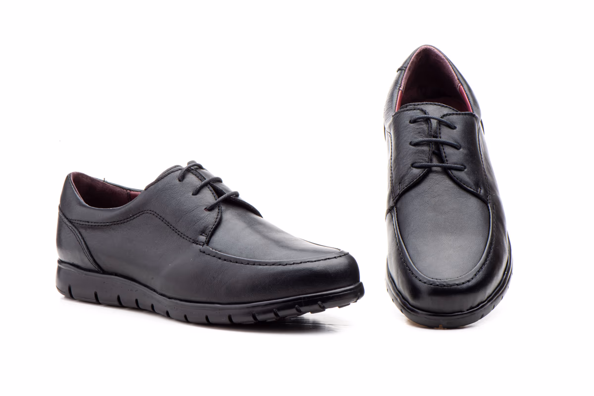 Zapatos Hombre Piel Negro Cordones