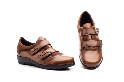 Zapatos Mujer Piel Cuero Tipo Velcros