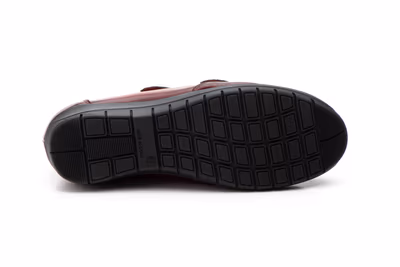 Zapatos Mujer PIel Burdeos Tipo Velcros - 3