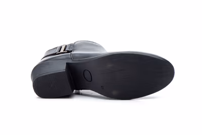 Botín Mujer Piel Negro Hebilla Tacón - 3