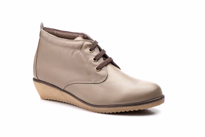 Botín Mujer Piel Taupe Cordones - 2