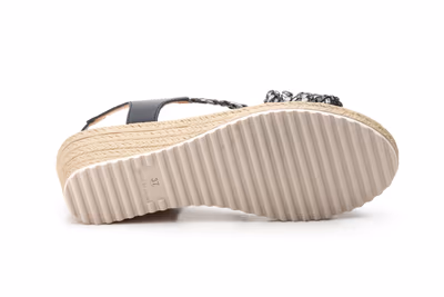 Sandalias Mujer Trenzado Negro Plata Cuña  - 3