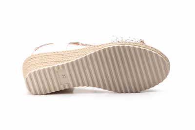 Sandalias Mujer Trenzado Blanco Plata Cuña - 3