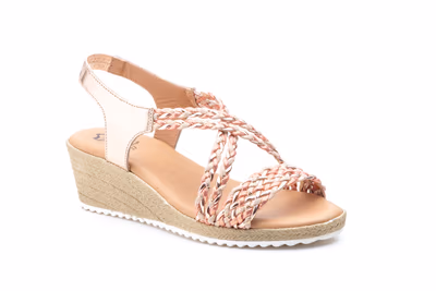 Sandalias Mujer Trenzado Rosa Cuña - 2