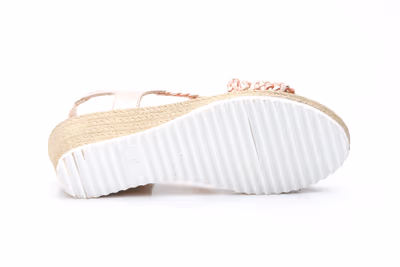 Sandalias Mujer Trenzado Rosa Cuña - 3