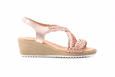 Sandalias Mujer Trenzado Rosa Cuña - 4