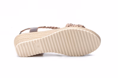 Sandalias Mujer Trenzado Marrón Plata Cuña - 3