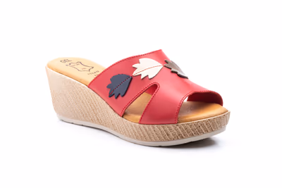 Zuecos Mujer Piel Rojo Cuña - 2