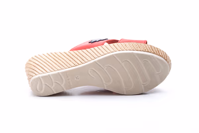 Zuecos Mujer Piel Rojo Cuña - 3