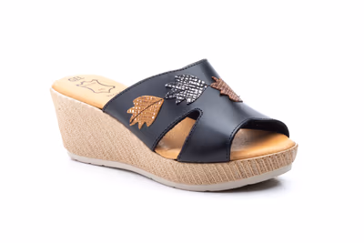 Zuecos Mujer Piel Negro Cuña - 2