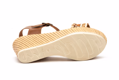 Sandalias Mujer Piel Cuero Yute Cuña Gel - 4