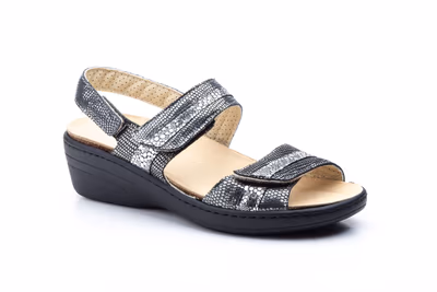 Sandalias Mujer Piel Plomo Planta Extraible Antideslizante - 2