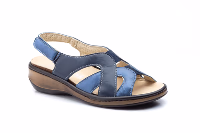 Sandalias Mujer Piel Marino Velcro Plantilla Extraible - 2
