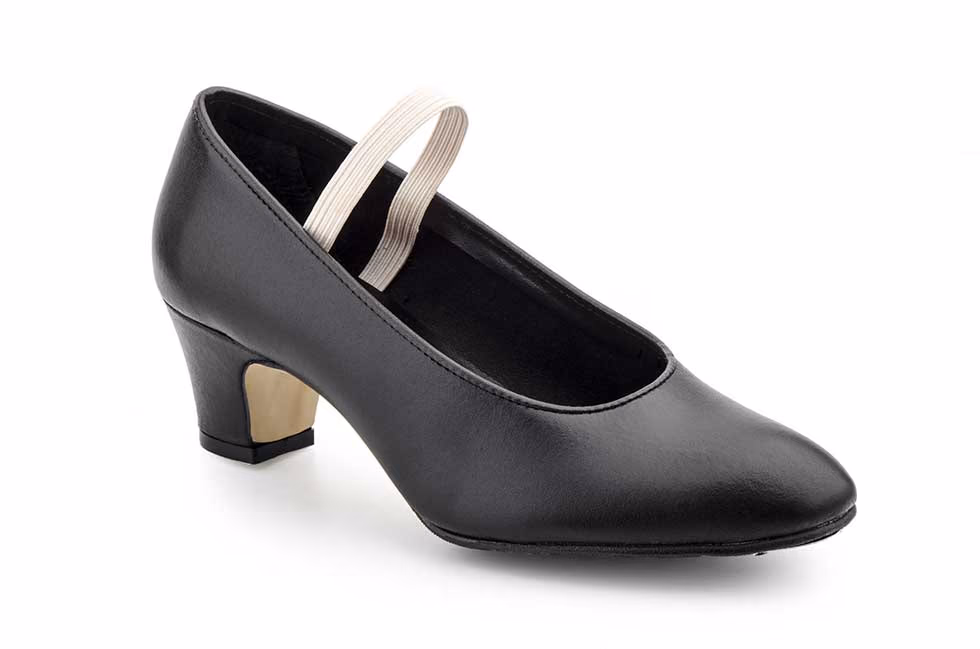 Zapatos Sevillana Profesional Piel Negro Punta Tacón Metálicos Elástico