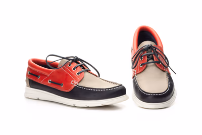 Náuticos Hombre Piel Marino Rojo Taupe