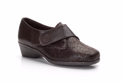 Zapatos Mujer Piel Marrón Licra Comodon Cuña - 2