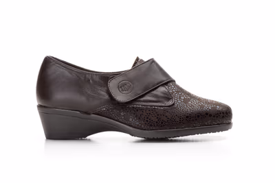 Zapatos Mujer Piel Marrón Licra Comodon Cuña - 4