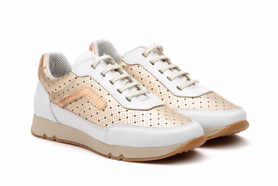 Women's Sports Shoes Platinum White Leather Lace-Up JAM ref. 3163 - 6