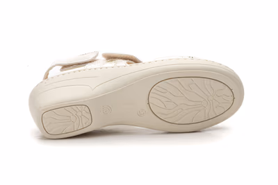 Sandalias Mujer Piel Platino Velcro Plantilla Extraible - 3