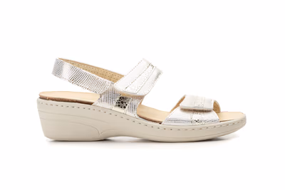Sandalias Mujer Piel Platino Velcro Plantilla Extraible - 4
