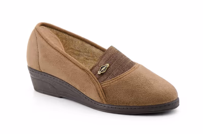 Zapatilla Casa Cuña Paño Marrón