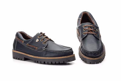 Zapatos Náuticos Hombre Piel Marino