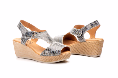 Sandalias Mujer Piel Negro Blanco - 3