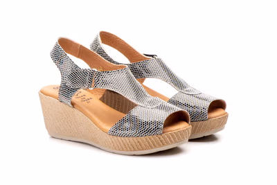 Sandalias Mujer Piel Negro Blanco - 4