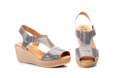 Sandalias Mujer Piel Negro Blanco