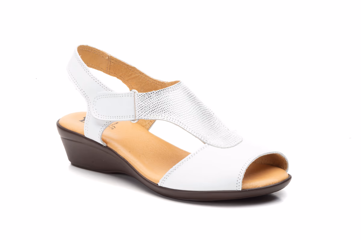 Sandalias Mujer Piel Blanco