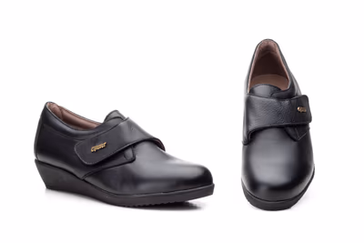 Zapatos Mujer Piel Negro Velcro