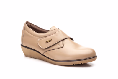 Zapatos Mujer Piel Taupe Velcro - 2