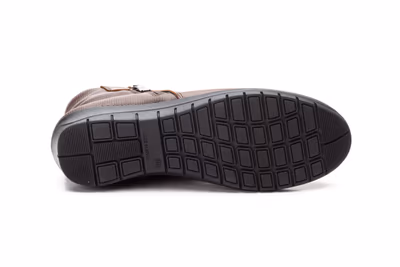 Botín Mujer Piel Marrón Grabado Cuña - 4