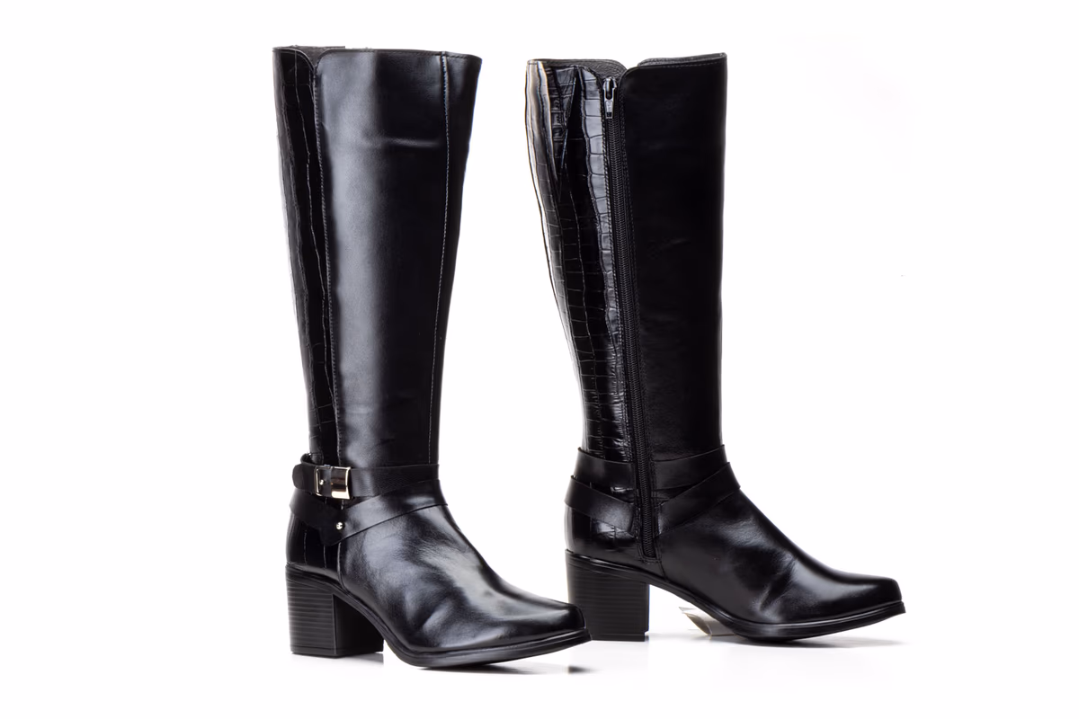 Botas Mujer Piel Negro Caña Alta