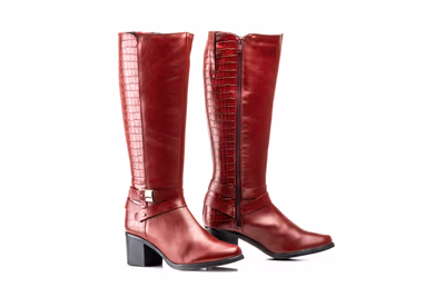 Botas Mujer PIel Burdeos Caña Alta