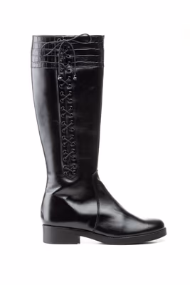 Botas Mujer Piel Negra Cordones - 2