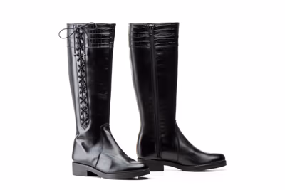 Botas Mujer Piel Negra Cordones