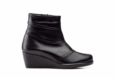 Botines Mujer Piel Negro Cuña - 2