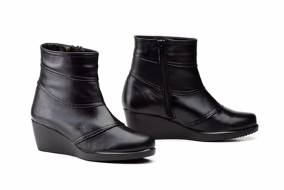 Botines Mujer Piel Negro Cuña