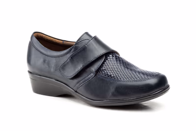 Zapatos Mujer Piel Marino Velcro - 2