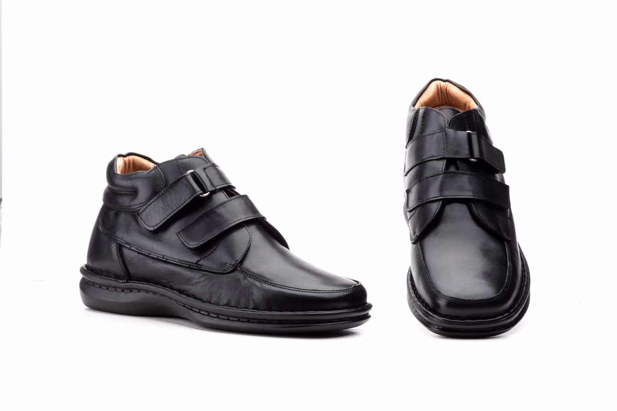 Botas Hombre Piel Negro Velcro Cactus