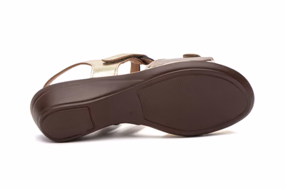 Women's Leather Wedge Sandals with Metallic Details Alto Estilo ref. 454 - 4