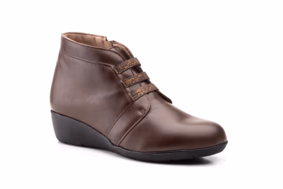 Botín Mujer Piel Marrón Elásticos - 2