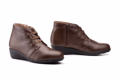 Botín Mujer Piel Marrón Elásticos