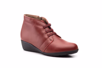 Botín Mujer Piel Burdeos Elásticos - 2