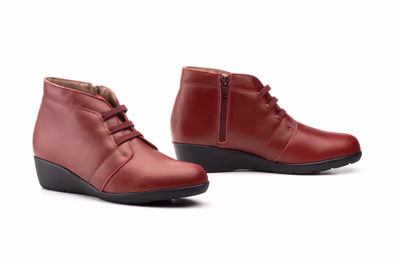Botín Mujer Piel Burdeos Elásticos
