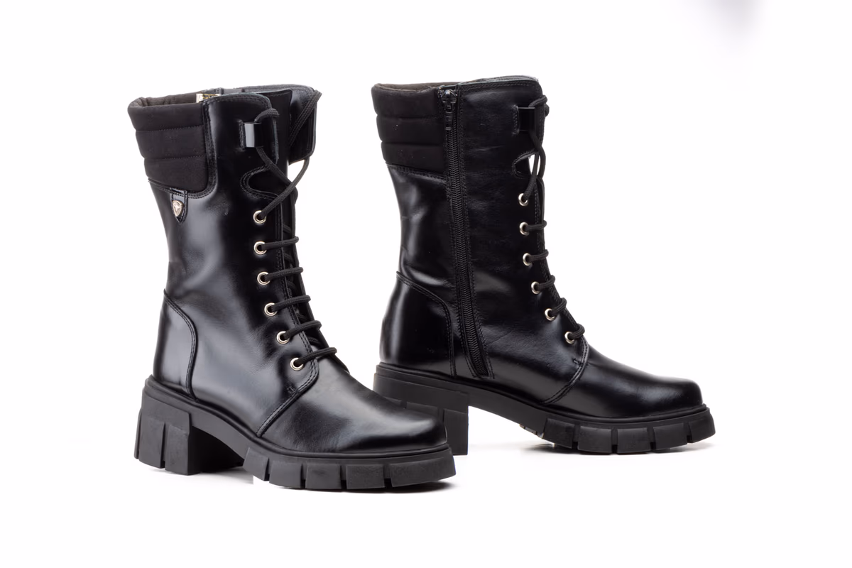 Botas Mujer Piel Negro Militar Ibérico