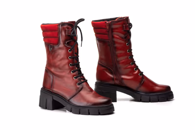 Botas Mujer Piel Burdeos Militar Ibérico