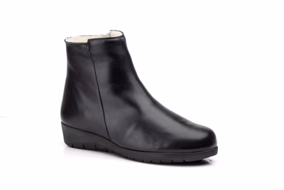 Botín Mujer Piel Negro Borreguillo - 2